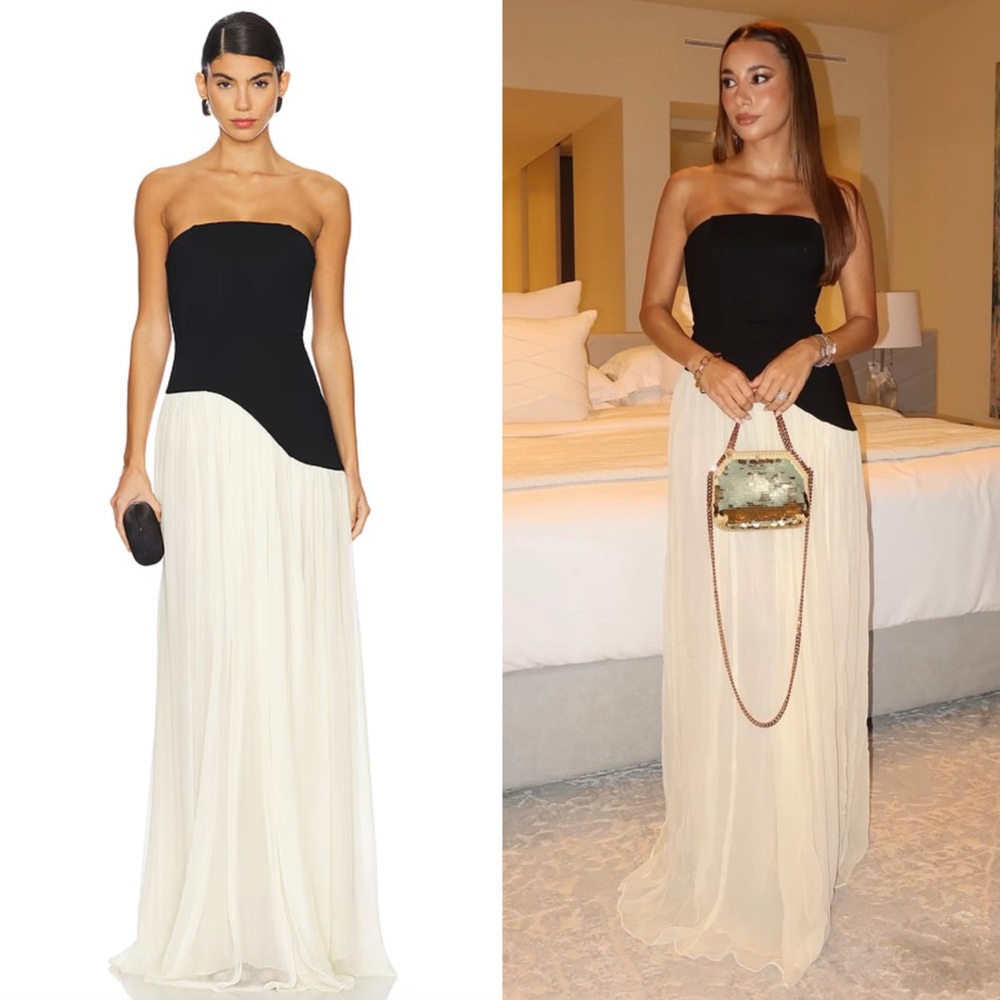 Lovers and Friends Alice Strapless Gown Black & Cream Size Small NEW with tags!